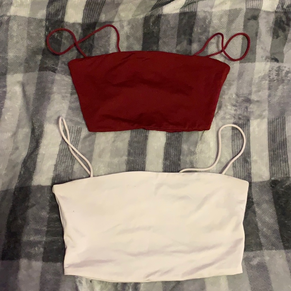Shein Crop Tops, XS, Burgundy & White